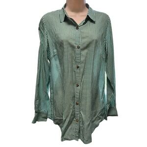 The Limited Green Gingham Button Down Shirt Long Sleeve Viscose Lyocell Medium